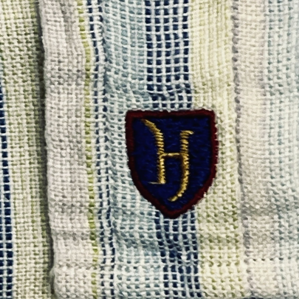Henry Jacobson Men's XL 100% Linen Long Sleeve Blue Striped Shirt Light Cool - Picture 5 of 9